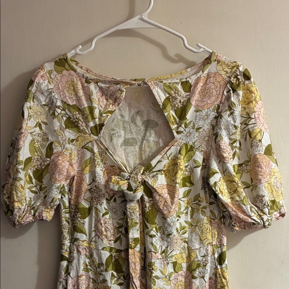 Who What Wear Floral Long Sleeve Dress - Green and Pink - Picture 4 of 6